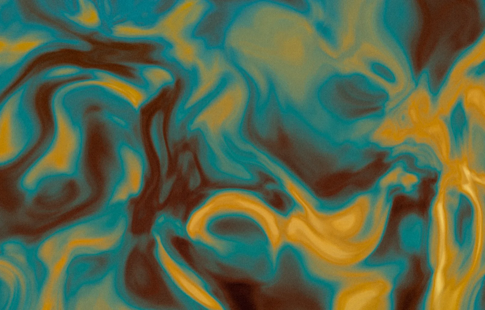 Abstract gradient: teal and ochre marbling over a dark ground